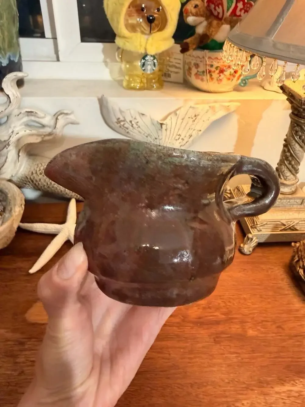 Vintage Handmade Studio Pottery Brown Glazed Pitcher Creamer Wabi Sabi